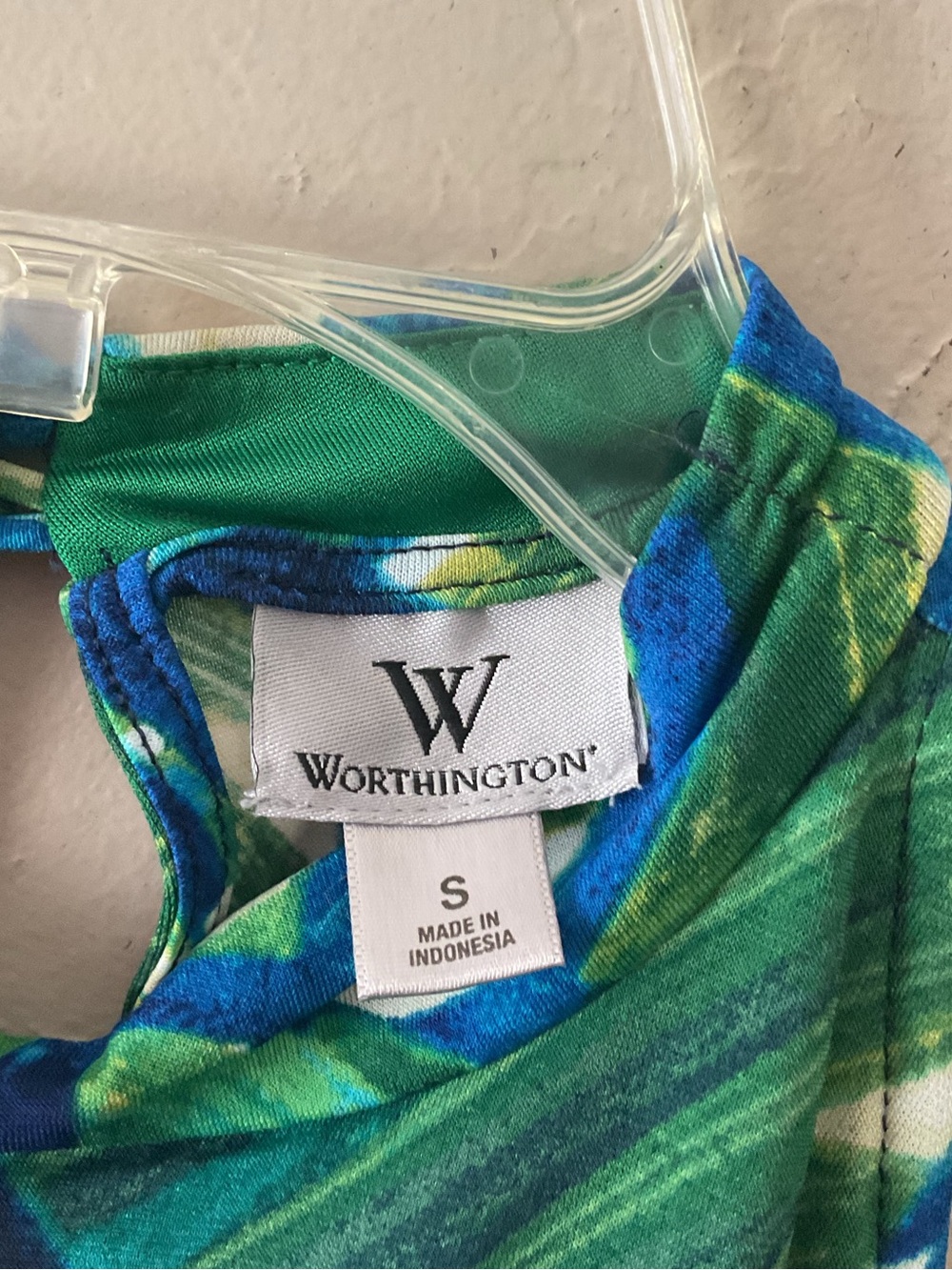 Worthington Blue Green Abstract Halter Ruffle Top - Picture 3 of 6
